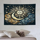 HZOHNAGO Sun Moon Tapestry Boho Golden Stars Pattern Printed Wall Tapestry Wall Hanging for Bedroom Living Room Dorm 60" W x 40" H by CozyNest Decor