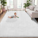 5x7 Area Rug for Living Room: Fluffy Shag Soft Washable Rugs Fuzzy Plush Indoor Carpet for Bedroom Nursery Playroom Dorm Kids Girls Boys Room (White, 5'x7') by TinyTreasures Baby Boutique