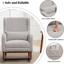 Rocking Chair Nursery with Foot Rest, Wingback Nursery Rocking Chairs, Teddy Nursing Glider Rocker Chair with Pillow and High Back for Nursery, Living Room, Bedroom, Grey by TinyTreasures Baby Boutique