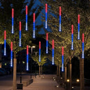Dazzle Bright 4th of July Lights Decorations, 288LED Red Blue and White Meteor Shower Rain Lights 12Inch 8 Tubes, Waterproof Plug in Falling Rain Light Independence Day for Outdoor Yard by GreenHaven Gardens