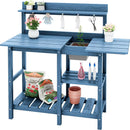 SERWALL Potting Table Outdoor Potting Bench with Sink, HDPE Potting Benches for Outside All Weather Use- Blue by GreenHaven Gardens