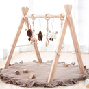 Razee Wooden Baby Play Gym Play Mat, Foldable Baby Gym with 6 Hanging Sensory Toys for Newborn Shower Gift by TinyTreasures Baby Boutique