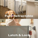 Cumbor 2-Pack Retractable Baby Gates for Stairs, 55" Wide Soft Mesh Pet Gate for Dogs with One Hand Opening, 34" Tall Toddler Gate with Top Lock for Bedroom, Doorways, Indoor/Outdoor, Gray by TinyTreasures Baby Boutique