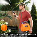 2.4 Gallon Battery Powered Sprayer, Electric Battery Operated Sprayer, Weed Power Sprayers in Lawn and Garden with Adjustable Shoulder Strap and Rechargeable Handle, 3 Mist Nozzles (Orange) by GreenHaven Gardens