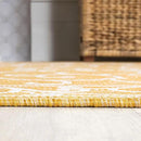 JONATHAN Y SMB106L-5SQ Charleston Vintage Filigree Textured Weave Indoor Outdoor Area Rug, Classic Traditional Transitional Easy Cleaning,Bedroom,Kitchen,Backyard,Patio, Yellow/Cream, 5' Square by GreenHaven Gardens