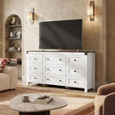 WLIVE Farmhouse Dresser for Bedroom, 63" Wide 9 Drawer Dresser Storage Organizer, Wood Chest of Drawers for Bedroom, TV Stand for 70 inch TV, for Living Room, Hallway, Ball Bearing Slide (White) by CozyNest Decor