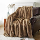 BATTILO HOME Luxury Camel Faux Fur Throw Blanket, Soft Cozy Warm Mink Fur Blanket for Bed, Home Decor, Large Striped Fur Blankets and Throws Faux, 60"x80" by CozyNest Decor