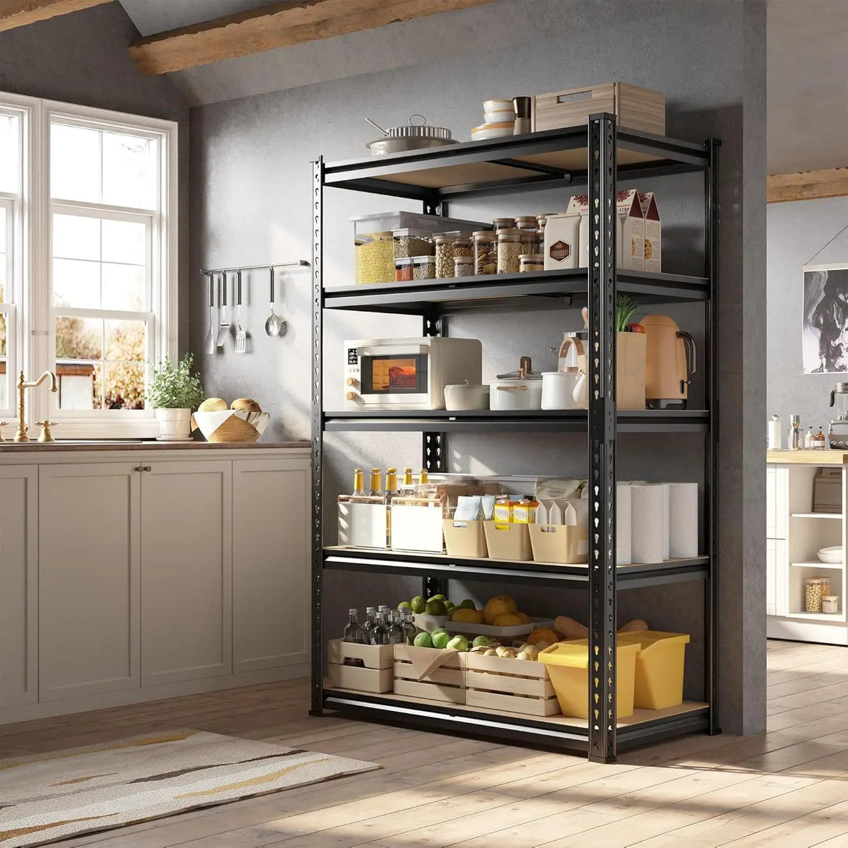63" H Garage Shelving 31.5" W Storage Shelves Adjustable 2000LBS Metal Shelving Heavy Duty 5 TierGarage Shelves for Pantry Kitchen Closet Basement Warehouse