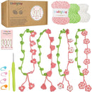 WaldyWop Crochet Kit for Beginners: 4 Flower Bracelets Knitting Kits for Adults Women w/Easy Yarn & Step-by-Step Video Tutorials - Wobbles Crochet Starter Kit for Kids Girls, Birthday Gift for Mom Kid by TinyTreasures Baby Boutique