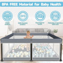 TOREVSIOR Foldable Baby Playpen with Mat, 50"×71" F oldable P laypen for Babies and Toddlers, Indoor & Outdoor Kids Safety Play Pen, Portable Play Yard, Foldable Baby Playpen with 50 Ocean Balls by TinyTreasures Baby Boutique