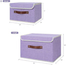 ANMINY Storage Bin with Lid Storage Boxes with PU Leather Handles PP Plastic Board Decorative Foldable Lidded Cotton Linen Fabric Home Cubes Baskets Closet Organizer Container - Purple, Small Size by TinyTreasures Baby Boutique