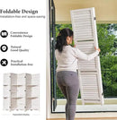 Partition Room Dividers, Folding Wood Privacy Screen with Three Display Shelves Suitable for Home Office, Study, Art Display - 5 Panel, 67 * 64inch (White-Washed) by CozyNest Decor