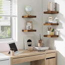 fuqing Floating Shelves for Wall, Bathroom Shelf Wall Mounted for Storage, Shelves with Invisible Bracket for Bedroom, Kitchen, Living Room, Farmhouse Small Book Shelf, 6.5 Inch Set of 3, Rustic Brown by CozyNest Decor