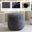 HIGOGOGO Round Stuffed Pouf Ottoman, Corduroy Poufs with Foam Chunk Filling, Furry and Fluffy Pouf Foot Stool Storage Ottoman, 20 X 15 Floor Poufs Foot Rest for Living Room, Dark Grey by CozyNest Decor