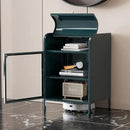 Modern Metal Side Tables Set of 2, End Tables with Glass Door, 2-Tier Nightstands with Storage Shelves, Accent Table, Slim Sofa Table for Living Room, Bedroom (Green) by CozyNest Decor