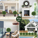 Artificial Boxwood Topiary Outdoor Plants with Spike, 2 Pack Faux Bushes UV Resistant Fake Shrubs for Front Porch Décor by CozyNest Decor