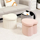B FSOBEIIALEO Storage Ottoman Cube, Heart Shaped Ottomans with Storage Foot Stool Footrest for Lving Room, Boucle Ottoman Seat for Dorm Room,Faux Teddy Fur, Pink 15"x15"x15" by CozyNest Decor