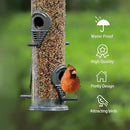 MIXXIDEA 1PK Metal Bird Feeders with 6 Feeding Ports,Tube Bird Feeder with Steel Hanger,Hard Plastic Wild Bird Feeder for Outdoors Hanging, Attracting Birds in Your Lawn, Garden, Balcony-Grey by CozyNest Decor