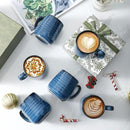 Hasense Espresso Cups 8 oz, Small Coffee Cups Set of 6, Ceramic Mugs with Handle for Coffee, Tea, Cappuccino and Mocha, Dishwasher & Microwave Safe, Blue by CozyNest Decor