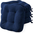 Codi Thick Kitchen Chair Cushions, Chair Pads for Indoor Dining Room 4 Pack - Washable, Non-Slip 3-Layer Seat Cushion with Ties, 16.5"x16.5"x 3.5", Set of 4, Navy by CozyNest Decor