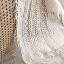 Sutuo Home Boho Lace Curtains for Kitchen Bedroom,Bohemian Crochet Sheer Cotton Tassels Knitted Window Treatment Geometry Country Vintage Rustic Drape Rod Pocket 1 Panel 59" W x 72" L, Beige Wave by CozyNest Decor