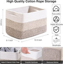 Shelf Baskets for Organizing, Storage Baskets for Shelves, Woven Baskets for Storage, Cotton Rope Baskets with Handles for Toy, Book, Clothes, 12.5"Lx9.1W"x7.9H", (4 Packs) Gradient Brown by CozyNest Decor