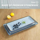 famiware Serving Platter, Rectangular 15.67/14.1/12.6inch Serving Dishes for Entertaining, Reactive Glaze, Stoneware Serving Trays for Party, Food, Turkey, Snack, Cheese, Ocean Series, Blue by CozyNest Decor