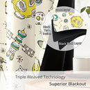Kids Space UFO and Rocket Blackout Curtains - 100% Blackout, Thermal Insulated, Noise Reducing, Perfect for Kids Room and Nursery, 2 Panels (Space Explorer Sketchbook, W52×L63) by TinyTreasures Baby Boutique