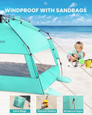 OutdoorMaster Beach Tent with Blackout Shelter Technology, Portable Beach Shade Sun Shelter Canopy for 4-6 Person with UPF 50+ UV Protection, Easy Setup Pop Up Tent Family Size by TinyTreasures Baby Boutique