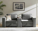 HULALA HOME 88" Loveseat Sofa with USB Port and Console, Oversized 2 Seater Sofa with Storage Ottoman, Comfy Upholstered Loveseat Couch for Living Room Bedroom, FSC Certified, Grey by CozyNest Decor