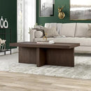 Henn&Hart 44" Rectangular Wood Pedestal Low-Profile Coffee Table for Living Room, Family Room, or Office, Alder Brown by CozyNest Decor