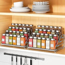 RCHYFEED 4 Tier Spice Rack Organizer, Spice Organization for Cabinet,Pantry, Countertop,Tiered Spice Rack Easy Visibility,Depth Expandable Seasoning Shelf for Kitchen Cabinet Organizer,Silver,2 PACK by CozyNest Decor
