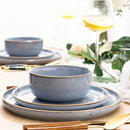 GBHOME Ceramic Dinnerware Sets for 8, 24 Pieces Stoneware Plates and Bowls Sets, Scratch Resistant Dishes, Dishwasher & Microwave Safe, Reactive Glaze-Brunnera Blue by CozyNest Decor