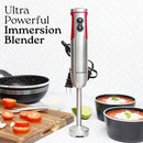 Zulay 4-in-1 Immersion Stick Mixer Hand Blender - 800 Watts, 12 Speeds, 5-ft Power Electric Cord, Handheld Portable, Stainless Steel Blades - With Whisk, Frother & Stick Blender Attachments - Red by TinyTreasures Baby Boutique