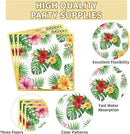 Grencian 200Pcs Hawaiian Luau Party Decorations Aloha Tropical Hibiscus Floral Luau Plates and Napkins Palm Leaf Tableware Sets for Summer Holiday Hawaiian Birthday Dinner Party Supplies Serves 50 by CozyNest Decor