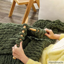 WESHIONGOO Chunky Knit Blanket Throw 50"×60" Knitted Throw Blankets for Couch Bed Fluffy Soft Blanket with Jumbo Chenille Yarn Thick 100% Handmade (Olive Green) by CozyNest Decor