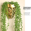 Face Vase,Ceramic Female Form Vase,Modern Sculpture Planter Pot,Human Face Dried Flower Shaped Vase,Wall Hanging Plant Pot for Home Decor Centerpieces, Office or Outdoor Hanging Decor Gold by GreenHaven Gardens