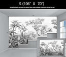 Gray Tropical Rainforest Botanical Wallpaper Bedroom Hand-Painted Oil Painting Jungle Plant Wall Mural Living Room (Not Peel and Stick) by CozyNest Decor