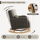 Rocking Chair with Ottoman, Upholstered Nursing Glider Rocker with High Backrest and Side Pocket, Comfy Reading Chair with Solid Wood Legs for Nursery/Living Room/Bedroom Green by TinyTreasures Baby Boutique