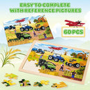 Puzzles for Kids Ages 4-6, 6 Packs 60 Pcs Wooden Jigsaw Puzzles for Kids Ages 6-8, Preschool Educational Vehicle Toys Gifts for 3 4 5 6 7 8 Boys Girls by TinyTreasures Baby Boutique