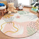 Lahome Pink Round Rugs 5Ft - Washable Boho Large Round Area Rug for Living Room Non-Slip Throw Ultra- Thin Circle Rugs for Bedroom Nursery, Cute Soft Botanical Print Round Carpet for Classroom Office by TinyTreasures Baby Boutique