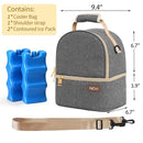 NCVI Breastmilk Cooler Bag with 2 Ice Pack, Breast Pump Bag with Cooler Fits 6 Bottles, Double Layer Breast Milk Baby Bottle Cooler Bag, for Travel, Nursing Mom Daycare, Work, Picnic (Grey) by TinyTreasures Baby Boutique