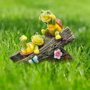 Garden Turtle Figurines Outdoor Decorations, Solar Statue Sweet Frog Face Turtles Decor with 4 LED Lights, Unique Garden Art Resin Statue Gifts for Patio Lawn Porch Yard by CozyNest Decor