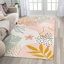 Lahome Pink Washable Living Room Area Rug - 3x5 Small Rugs for Bedroom Non-Slip Throw Soft Nursery Kids Room Low-Plie Boho Botanical Print Carpet for Kitchen Entryway Office Bath Laundry Dining Room by TinyTreasures Baby Boutique