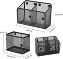 Neudeco Locker Shelf Organizer, Magnetic Pencil Holder, Metal Storage Basket for Whiteboard, Refrigerator, Ideal Cabinet for School, Black (Pack 3L) by CozyNest Decor
