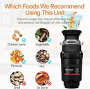 1/2 HP Garbage Disposals, TECASA Continuous Feed, Stainless Steel Food Waste Grinding System for Kitchen Sink Food Waste, Power Cord Included, Black - HyperCrush 50 by CozyNest Decor