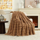 Cozy Bliss Faux Fur Throw Blanket for Couch, Cozy Warm Plush Striped Blanket for Sofa Bedroom Living Room, 60 * 80 Inches Toasty Brown by CozyNest Decor