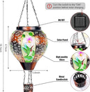 2 Pcs Hummingbird Solar Hot Air Balloon Lantern with Flame, Hot Air Balloon Decorations for Yard Porch Decor, Glass Large Hanging Outdoor Decor, Solar Lantern Waterproof, Hummingbird Gardening Gifts by GreenHaven Gardens