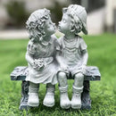 Elenon Boy and Girl Garden Statue Outdoor Decorative, Couple First Kiss Garden Sculpture for Yard Patio Art Flower Bed Decoration, 8 1/4" L x 4 3/4" W x 9" H by CozyNest Decor