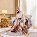 Boho Throw Blanket, 100% Cotton Ultra Soft Luxury Throw Rustic Quilt, 50"x60" Floral Bird Butterfly Farmhouse Decor Bed Blankets, All Season Rustic Reversible Bohemian Throw for Bed - Yellow by CozyNest Decor